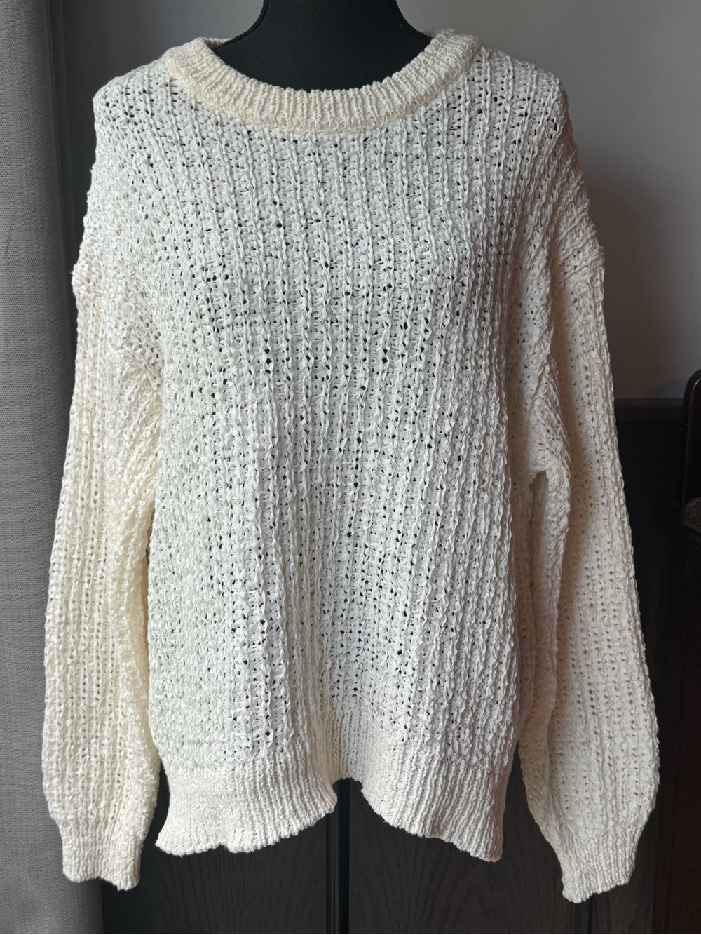 a new day Cream Open-Weave Crewneck Sweater xxl nwt